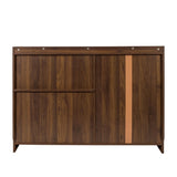 Sideboard with 2 Sliding Striped Glass Doors, Freestanding Countertop Storage Cabinet for Bottles, W331P286248