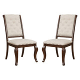 Set of 2 Cream Fabric Upholstered Dining Chairs, Barley Java B016P225455