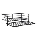 Twin Size Metal Daybed with Adjustable Trundle, Pop Up Trundle, Black 55665672