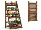 4-Tier Ladder Plant Stand, Foldable Premium Fir Wood Flower Pot Rack, A-Shaped Reinforced Display 60951620