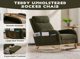 Modern Accent Rocking Chair Rocking Chair with Solid Wood Legs, Upholstered Nursery Glider Rocker, 59526462