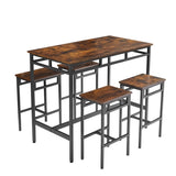 ZUN Bar table set 5PC Dinging table set with high stools, structural strengthening, industrial style. W1162126311