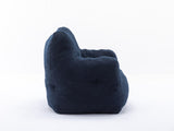 010-Soft Teddy Fabric Tufted Foam Bean Bag Chair With Teddy Fabric Dark Blue W52761254