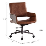 ZUN Vintage Cocoa Swivel Office Chair B062P215476