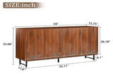 Mid-Century Modern Walnut Sideboard Buffet Cabinet, 59*16*33 inches Geometric Carved Storage Cabinet W3867P373415