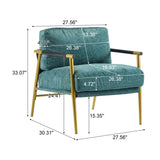 27.56" Modern Accent Chair with Plush Cushions, Minimalist Metal Frame, and Wooden Armrest Design N767P215306Z