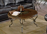 ZUN Formal Traditional Style Coffee Table 1pc Round Decorative Top Curved Metal Base Living Room B011P175398