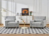 Modern Accent Chair with Arms,Comfy Upholstered for Living Room,Grey and White Striped W3373P363920