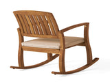 Acacia Wood Patio Outdoor Rocking Chair with cushions for Garden, Lawn, Backyard, Pool, 89125629