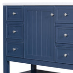 ZUN 36" Bathroom Vanity with Sink Combo, One Cabinet and Three Drawers, Solid Wood and MDF Board, Blue 36929776