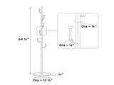 Coat Rack 6 Hooks 64.5 in Freestanding Metal Coat Rack Coat and Hat Hanger Organizer Rack Garment 03803658