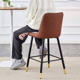 ZUN Modern Two-Tone PU Bar Stool - Brown Light Gray spliced chairs With Gold Decorated Legs.Brown W1151P211976