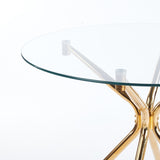 Dining Table with chrome metal leg and tempered glass,Modern Space Saving Kitchen Table for Living W234P351121