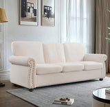Soft Velvet Sofa, Upholstered 3 Seater Couch with High-Density Foam, Loose Back Cushions and Solid B2735P292318