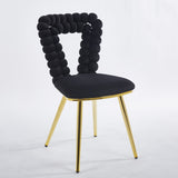 black and gold Modern chair with iron tube legs, soft cushions and comfortable backrest, W234P271308