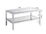 ZUN W 39.5" X D 19.5"X H 19.5" 2-layer crystal mirror stainless steel frame coffee table for use in W100540563