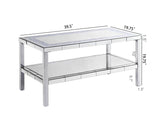 ZUN W 39.5" X D 19.5"X H 19.5" 2-layer crystal mirror stainless steel frame coffee table for use in W100540563