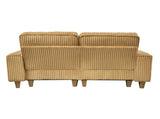 Yellow Deep Seat Corduroy Loveseat with Brushed Stainless Steel Cup Holders and 2 Decorative 58186979