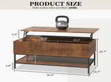 Lift Top Coffee Table 39.4 Inch Rectangle, Farmhouse Style with Hidden Storage & Lower Shelf, Sturdy T2398P411963