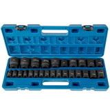 Drive Impact Socket Set,1/2" Drive 26-Piece 12-Point Shallow Metric Socket Set 61787251