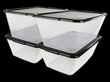 14.5-Gallon 4 pack Reusable Stacking Plastic Storage Containers with Lids, Black/Clear 52278345