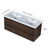 48 Inch Bathroom Vanity With Dual Sink, Resin Sink, 4 Soft Close Drawers, 48x18 W999110579