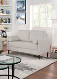 Contemporary Style Off-White 1pc Loveseat Leatherette Upholstered Bench Style Seating Bolster B011P203540