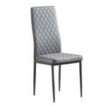 ZUN White modern minimalist dining chair fireproof leather sprayed metal pipe diamond grid pattern W2181P167969