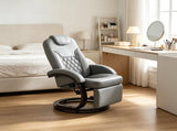 Faux Leather Manual Recliner Swivel Lounge Chair Gray 30794562