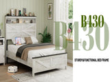 Fully floating bed frame LED lights and charging station cushion platform bed frame, large bed, W636P317329