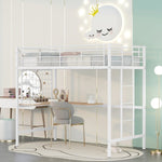 ZUN Twin Metal Loft Bed with Desk and Metal Grid,White MF292477AAK