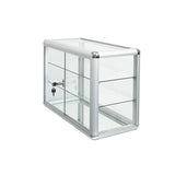 Tempered Glass Counter Top Display Showcase with Sliding Glass Door and Lock,Standard Aluminum W2221P201223