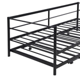 Twin Size Metal Daybed with Adjustable Trundle, Pop Up Trundle, Black 55665672