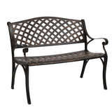 ZUN 40.5" Outdoor Cast Aluminum Bench With Mesh Backrest Seat Surface 24289313