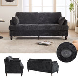 Modern style chenille 2-seater wood-legged sofa with LED light, USB charging port and storage bag W395P318548