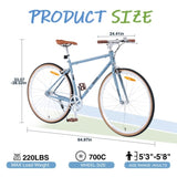 Single Speed Retro style 700C Road Bike For men women's City Bicycle,Steel Frame W1019P175593