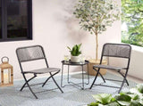 3-Piece Folding Outdoor Patio Bistro Set, Steel and Wicker Rope, Gray/Black 89165992