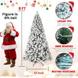 Artificial 8ft Flock LED-lit Christmas Tree with 1460PVC Mixed Branch Tips,Hinged Premium & Foldable 27647635