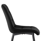 Velvet Dining Chair set of 2, Metal Legs, Adjustable Feet, Black 62151339