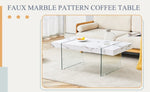 ZUN 43.3"x23.6" White Marble-Patterned MDF Coffee Table with Tempered glass legs.Suitable for Living W1151P209565