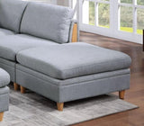 Living Room Furniture Ottoman Light Grey Dorris Fabric 1pc Cushion ottomans Wooden Legs B01147399