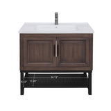 36" Bathroom Vanity White Ceramic Sink & Hot and Cold Faucet , Freestanding Bathroom Cabinet W688P224383