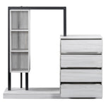 ZUN Wardrobe with 4 Drawers and 3 Shelves,White N820P196888K