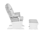 ZUN Madison Glider and Ottoman White Wood and Gray Fabric B02263779