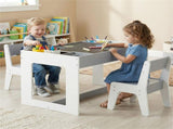 3-in-1 Kids Table & 2 Chairs Set, Double-Sided Chalkboard Whiteboard Activity Table for 28201545