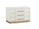 Lexington 3-Drawer Nightstand in Beige with Textured Finish and Gold Finish Handles B009P450613