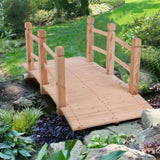 ZUN Arch Bridge Small Wooden Bridge Courtyard Outdoor Anticorrosive Wood Landscape Bridge Burlywood 67563764