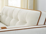 Modern 55.5" Pull Out Sleep Sofa Bed 2 Seater Loveseats Sofa Couch with side pockets, Adjsutable W119368699