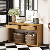 TREXM 55" Console Table, Rustic Wooden Entryway Table with Storage Drawers and Open Shelf, Elegant N715P235096N