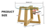 ZUN Modern practical circular coffee tables. Made of transparent tempered glass tabletop and wood W1151P146796